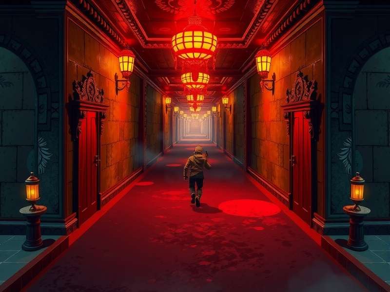 Scary Corridor Sprint gameplay screenshot showing dark corridor